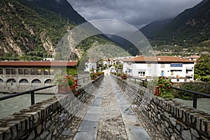 Hone/Bard old bridge over Dora Baltea river