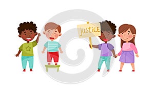 Honest, kid and fair children set cartoon vector illustration