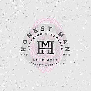 Honest man clothing company label. vector illustration