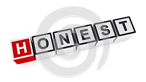 Honest word block on white