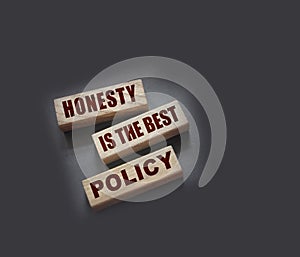 Honesty is the best policy Words Written In Wooden blocks. Trustworthy, truth, beliefs and agreement business concept