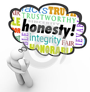 Honesty Sincerity Virtue Words Integrity Thinker Thought Cloud photo