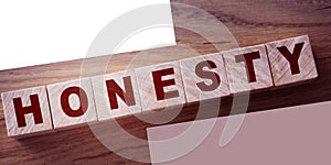 HONESTY word made with wooden building blocks