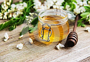 Honey with acacia blossoms