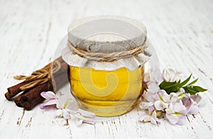 Honey with acacia blossoms