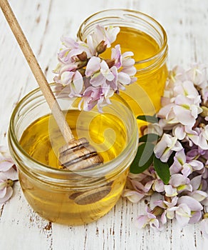 Honey with acacia blossoms