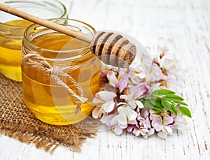 Honey with acacia blossoms