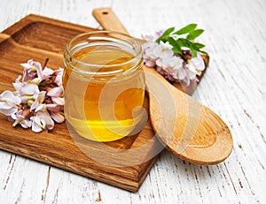 Honey with acacia blossoms