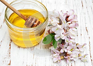 Honey with acacia blossoms