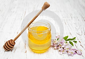 Honey with acacia blossoms