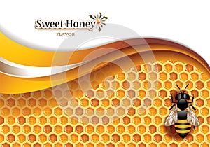 Honey Background with Working Bee