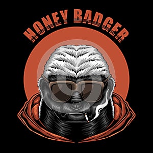 Honey badger eyeglasses vector illustration