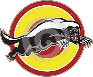 Honey Badger Mascot Leaping Circle