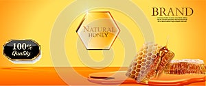 Honey banner that can be printed as brand labels for promotions,cosmetic,food and packaging layouts