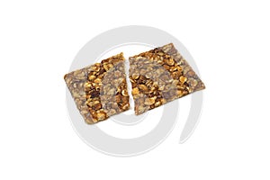 Honey bars with peanuts sesame background