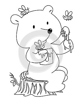 Honey Bear with Bees Colorless