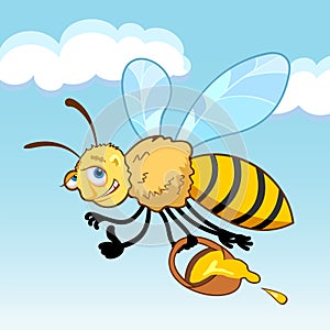 Honey bee cartoon in fly