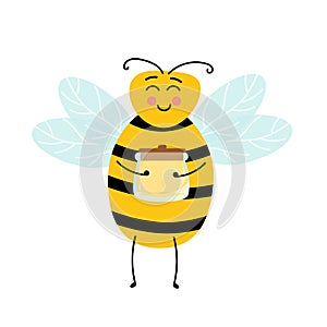 Honey bee cartoon insect character happy fly illustration. Bee Cartoon Mascot Characters Vector Collection. Various