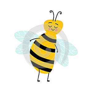 Honey bee cartoon insect character happy fly illustration. Bee Cartoon Mascot Characters Vector Collection. Various