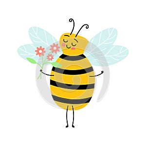 Honey bee cartoon insect character happy fly illustration. Bee Cartoon Mascot Characters Vector Collection. Various