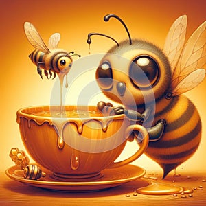 Honey Bee Enjoys a Honeyed Tea