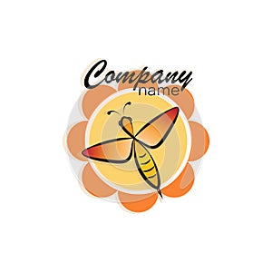 Honey bee, flower. Concepts logo, emblem, trademark.