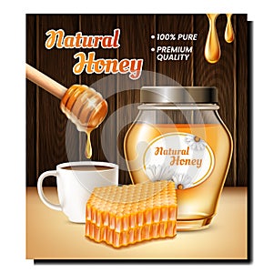 Honey bee food product banner vector
