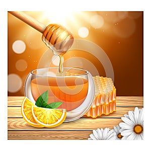 Honey bee food product poster vector