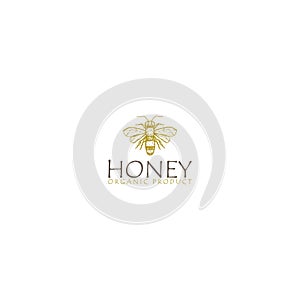 Honey bee hand drawing style logo template