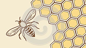 Honey Bee & Hexagon Pattern Vector Background, vector design Generative AI