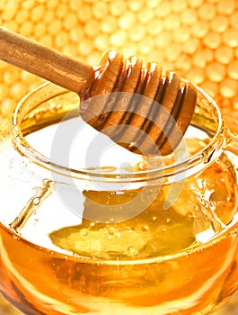 Honey and bee honeycomb