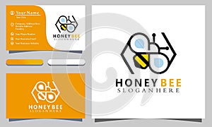 Honey Bee Icon Colorful logo design graphic illustration, business card template