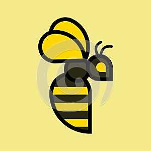 Honey bee icon. Honey flying bee. Insect.bugs, insects and arachnids Flat style vector illustration photo