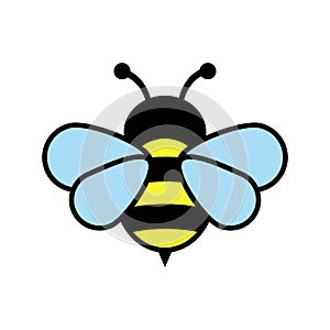 Honey Bee icon. Insect character. Cartoon flying bee. Vector isolated on white background.