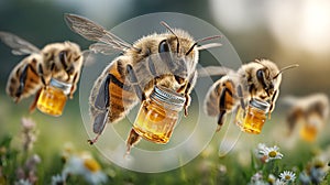 honey bee illustration, AI generated