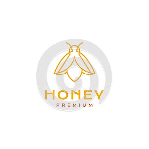 honey bee insect flying bubble bee line wings minimalist logo design vector icon illustration