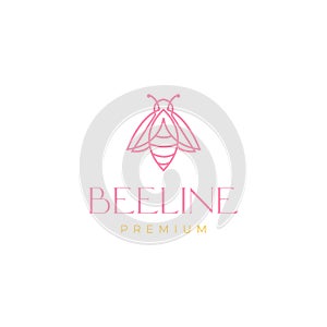 honey bee insect flying bubble bee line wings minimalist logo design vector icon illustration