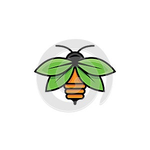 Honey bee leaf logo vector