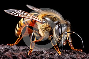 Honey bee macro view. Generative AI