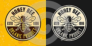 Honey bee set of two colored styles vector emblem