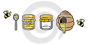 Honey bee vector jam bottle icon honeycomb bear polar doodle cartoon character illustration design