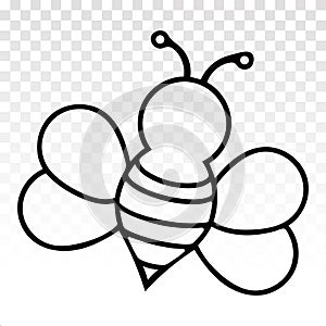 Honey bee or wasp -Line art icon on a transparent background