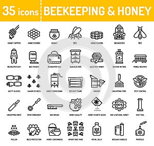 Honey beekeeping apiculture icons photo