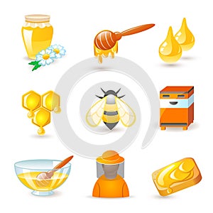 Honey and beekeeping icons photo