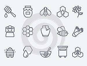Honey and beekeeping icons photo
