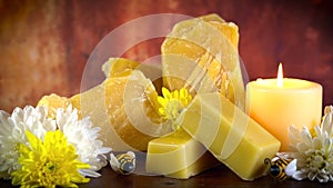 Honey bees related product, slabs and blocks of beeswax, cera alba.