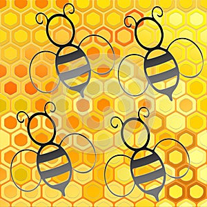 Honey and bees seamless background