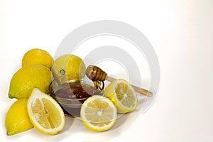 Honey in bowl lemon natural medicine