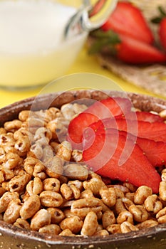 Honey cereals with strawberries