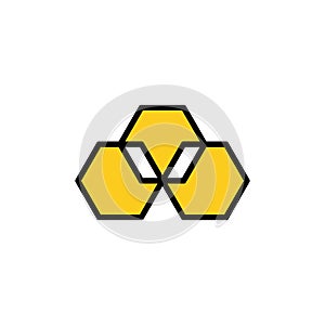 Honey comb bees logo. Vector illustration isolated on white